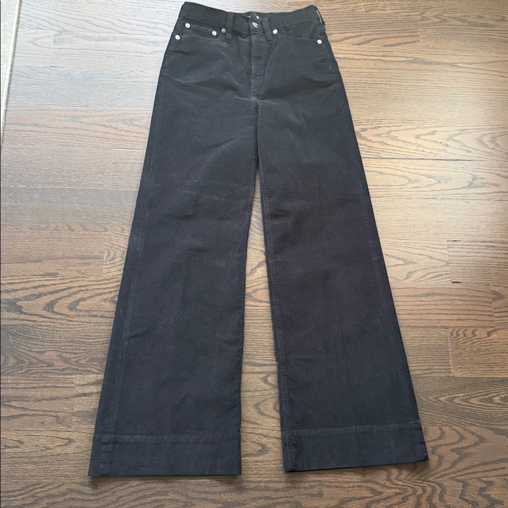 I Crew corduroy black wide leg pants, size 25. Like new - Picture 5 of 12